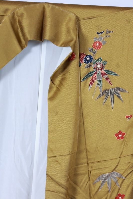 訪問着　新品未使用品　茶　藍　紫　珊瑚朱　グレー　グリーン　松竹梅　扇面　地紋通し　T534 訪問着 新品未使用品 茶 藍 紫 珊瑚朱 グレー グリーン 松竹梅 扇面
