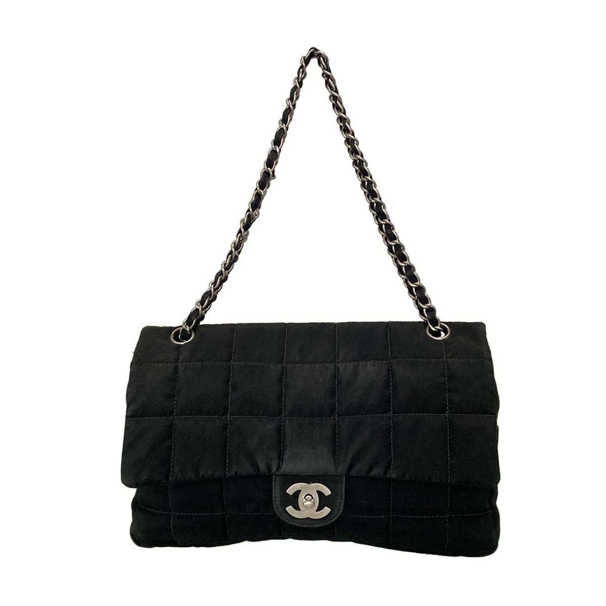 CHANEL シャネル ショルダーバッグ チョコバー 黒 マットシルバー金具