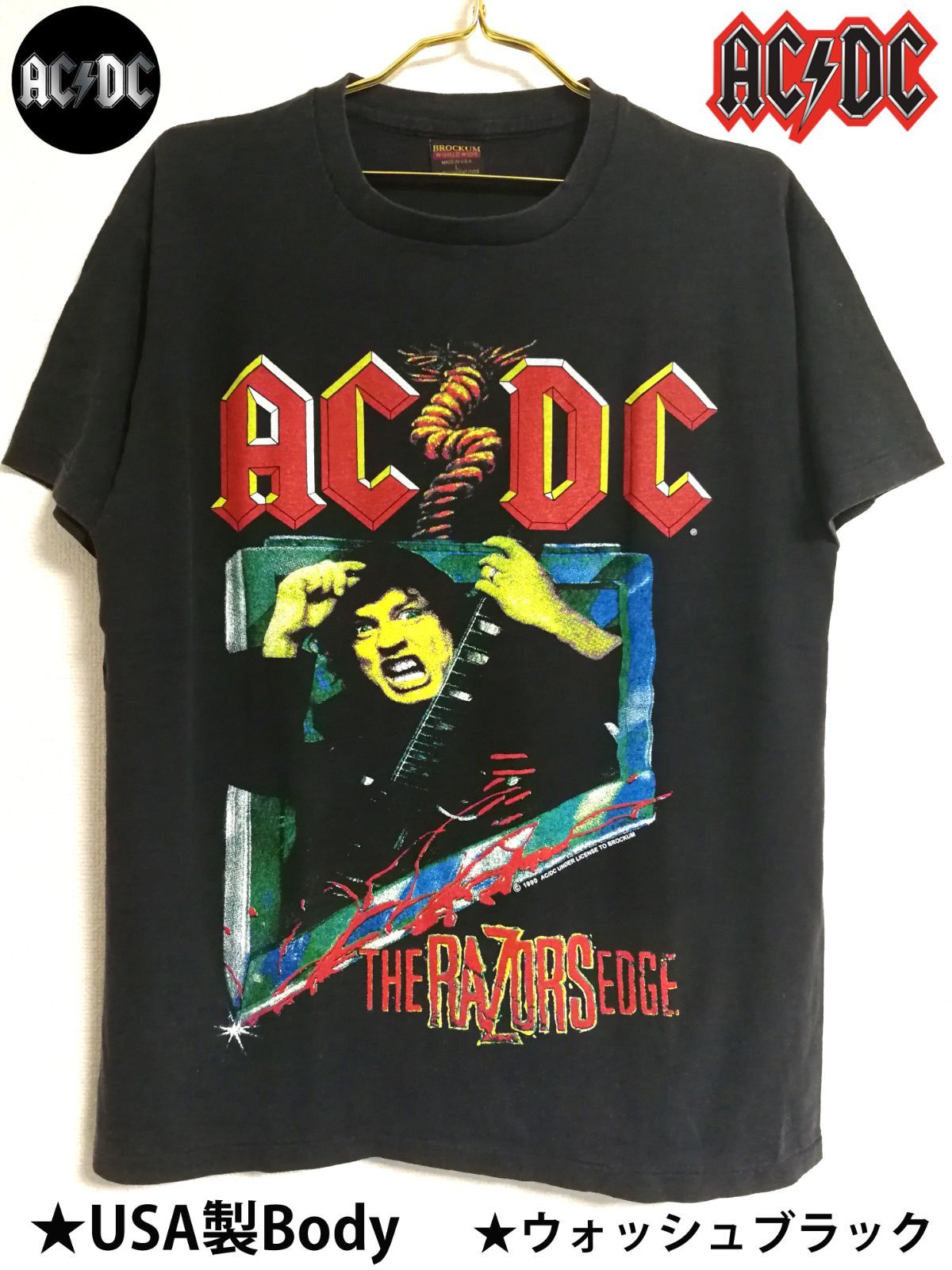 kiss希少 AC/DC  USA製 ロック バンド Tシャツ L