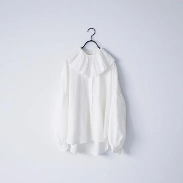 MAGALI | ストライプリネン・アンティークカラー・ブラウス (オフ