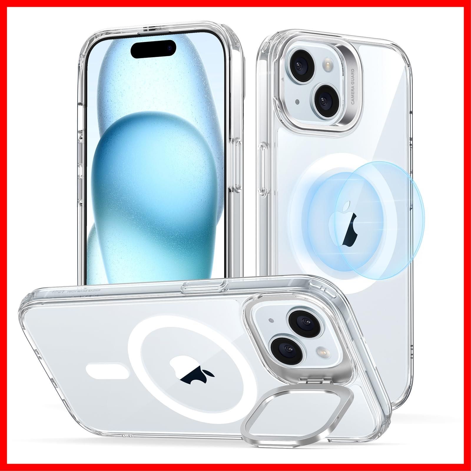 【人気商品】ESR iPhone 15 ケース MagSafe対応 米軍MIL規格の保護 隠れスタンド スマホケース 傷防止背面 クリア Classicシリーズ