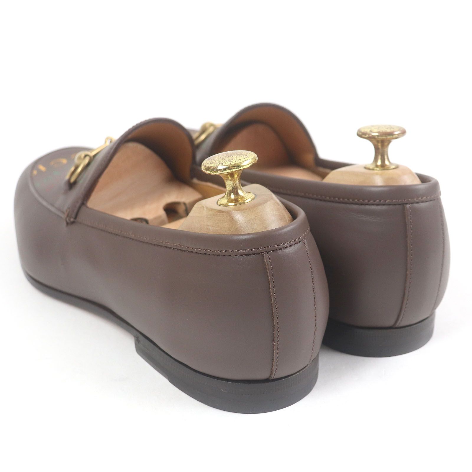 極美品☆【GUCCI】ホースビット　レザーフラットシューズ 未使用品□GUCCI グッチ 677069 レザー 100周年記念 ホース