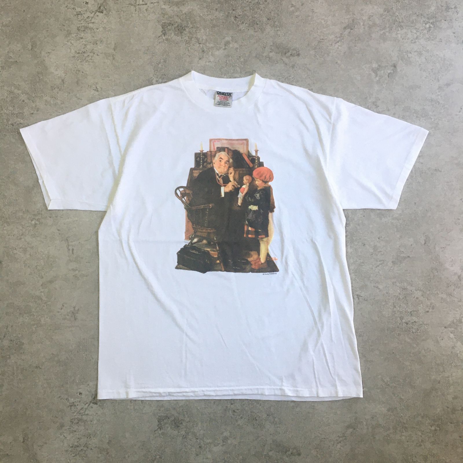 90s USA製 Norman Rockwell Doctor and the doll Printed T-shirt　ノーマン・ロックウェル ドクターと人形 Tシャツ アートTシャツ