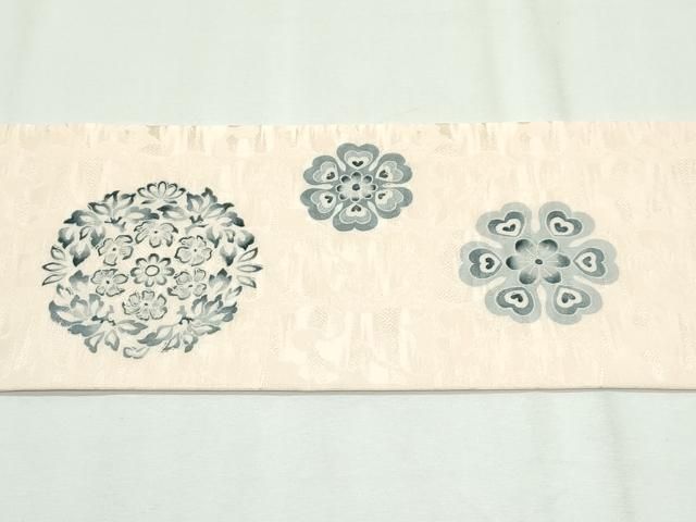 平和屋本店□極上 九寸名古屋帯 草花丸文 逸品 未使用 CZAA2436s5 