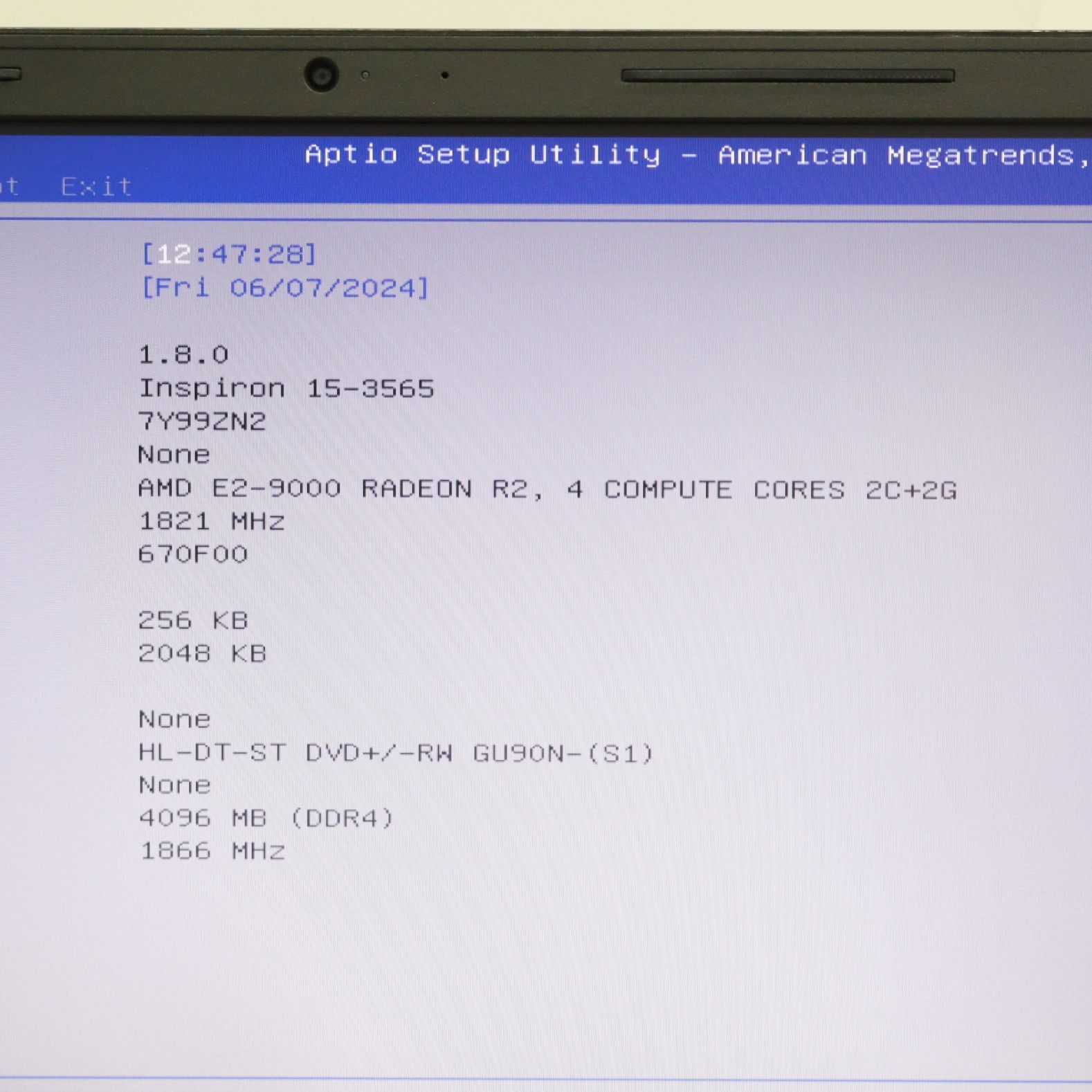 第六世代　i3 DELL 15 ノートPC BIOS △BIOS 起動 変更OK ｜15.6型 ノートパソコン ブラック｜DELL