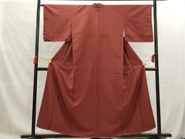 正絹 赤無地 紅花紬 紅花紬・単衣・単品・正絹 着物屋こころ□紅花