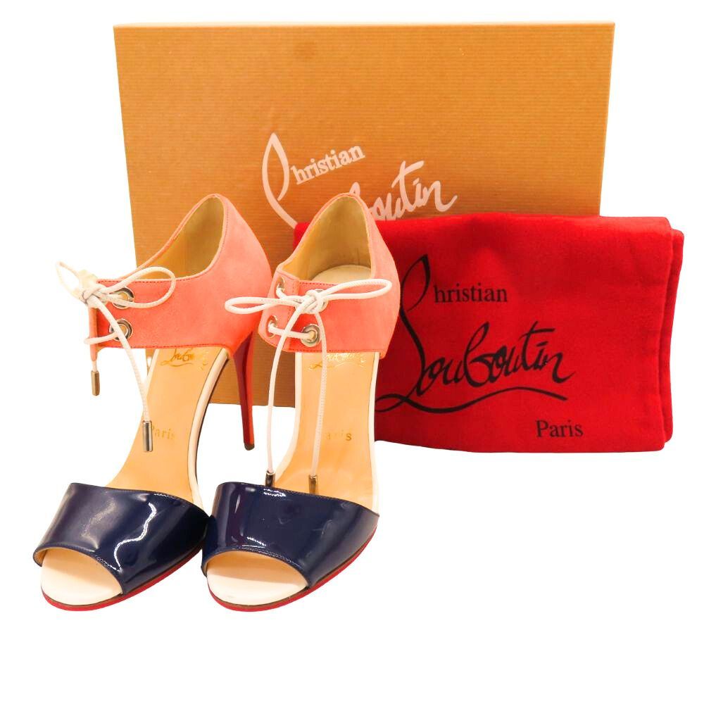 Christian Louboutinクリスチャン ルブタン 1151097 3カラーサンダル サイズ38 約25cm レディース ピンヒール 10.5ｃｍヒール マルチカラー シューズ 靴 A2300489 無料ギフトラッピング承ります