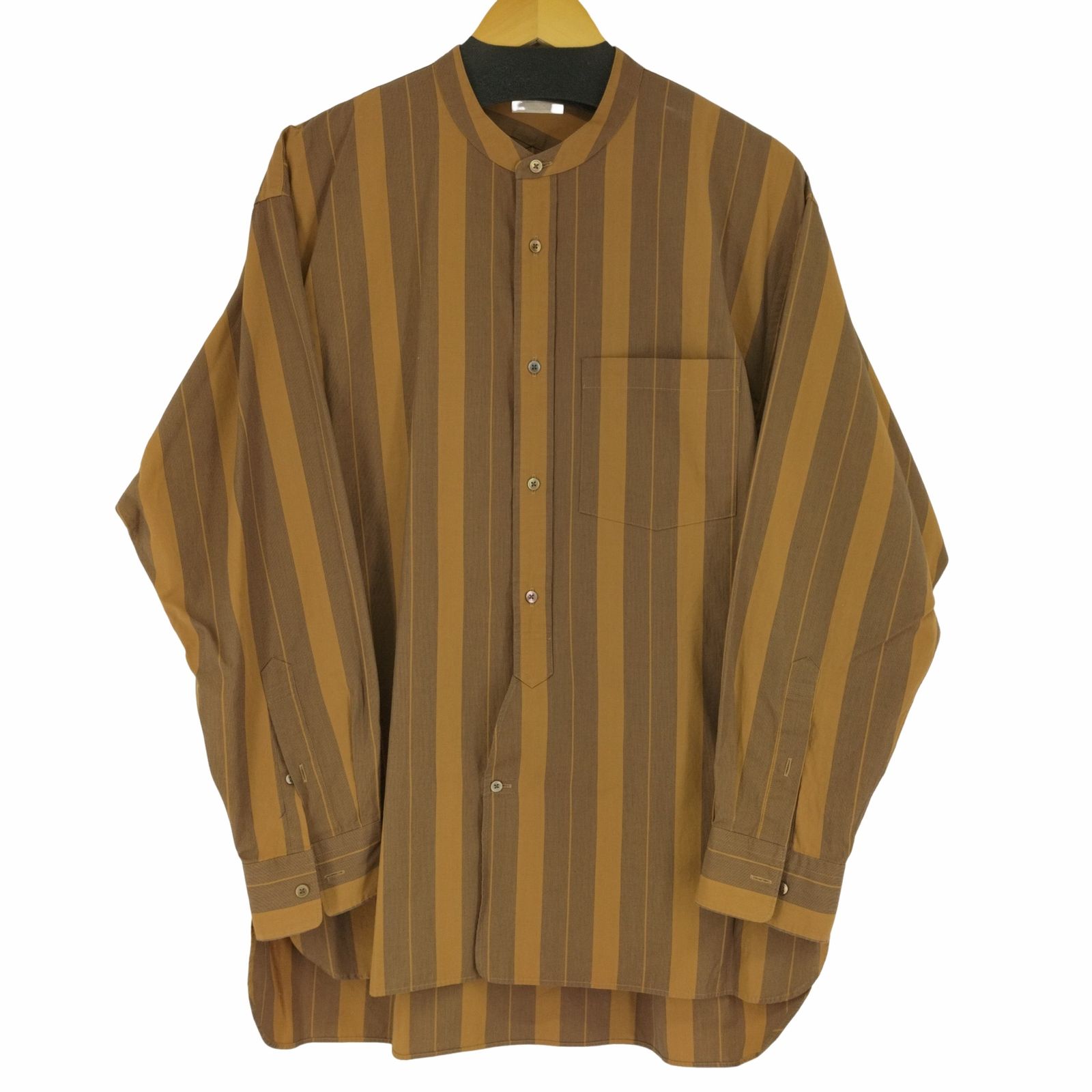 ULTERIOR OVERLAID BAND COLLAR バンドカラー アルテリア ULTERIOR OVERLAID BAND COLLAR BROWN SHIRT STRIPE