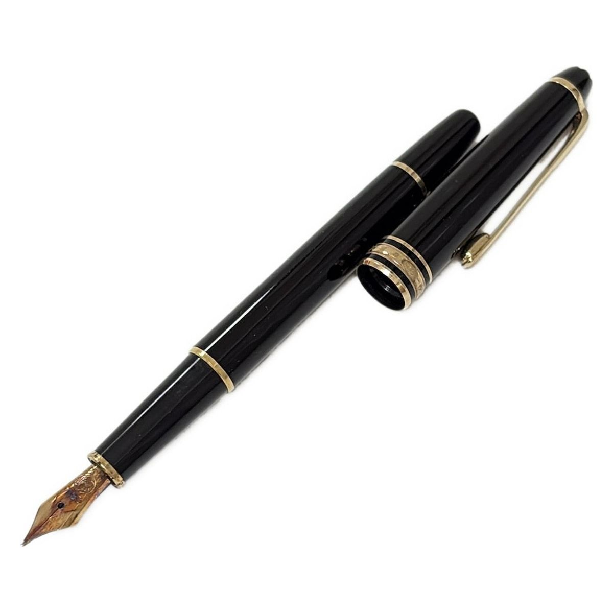 MONTBLANC モンブラン 万年筆 マイスターシュティック 黒×ゴールド インクなし|ペン先14K