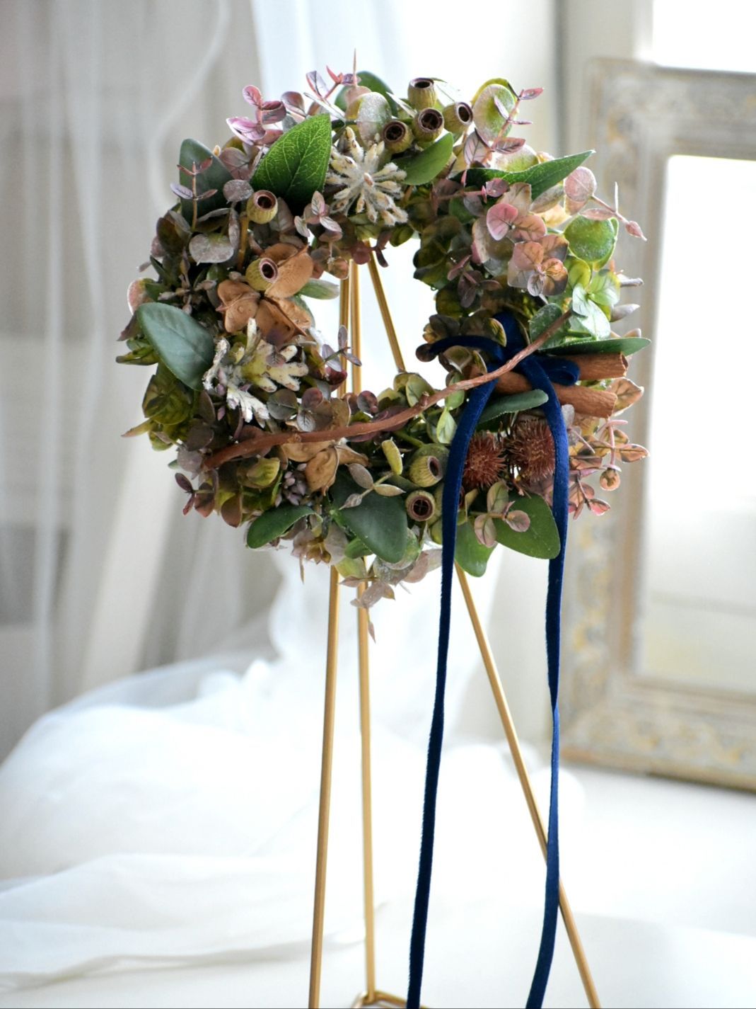 秋冬～3種のユーカリリース☆クリスマスリース☆ドアリース☆造花