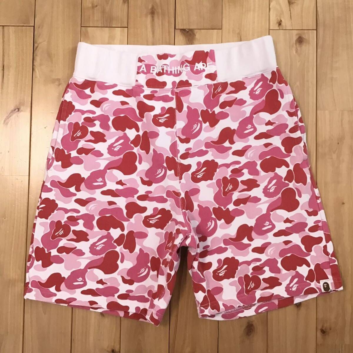 ABC camo pink スウェット ハーフパンツ Mサイズ a bathing ape BAPE shorts エイプ ベイプ アベイシングエイプ  迷彩 ABCカモ ピンク - メルカリ