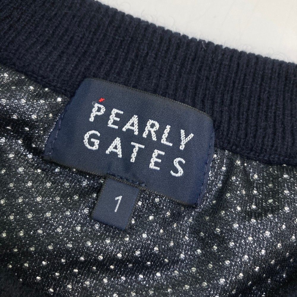 サイズ：1 PEARLY GATES パーリーゲイツ 2024年モデル 裏地付 カシミヤ混 ニットセーター  ネイビー系 [240101465218] ゴルフウェア レディース ストスト サイズ：1 PEARLY GATES パーリーゲイツ 2024年モデル 裏地付