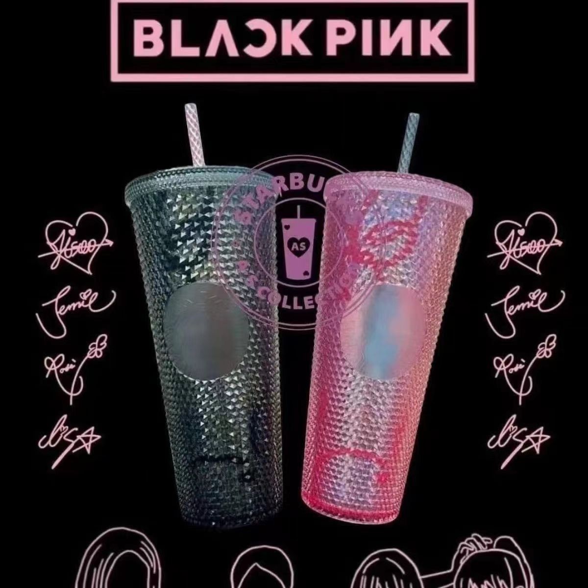 スタバ ×BLACKPINK(ブラックピンク) スターバックスコリア タンブラー 水筒 2023 BLACKPINK+STARBUCKS コラボ  限定版 ブラックピンク+スターバックスコリア SS ピンク ステンレス フリップタンブラー 473ml 限定 海外 かわいい おしゃれ 誕生日  プレゼント 