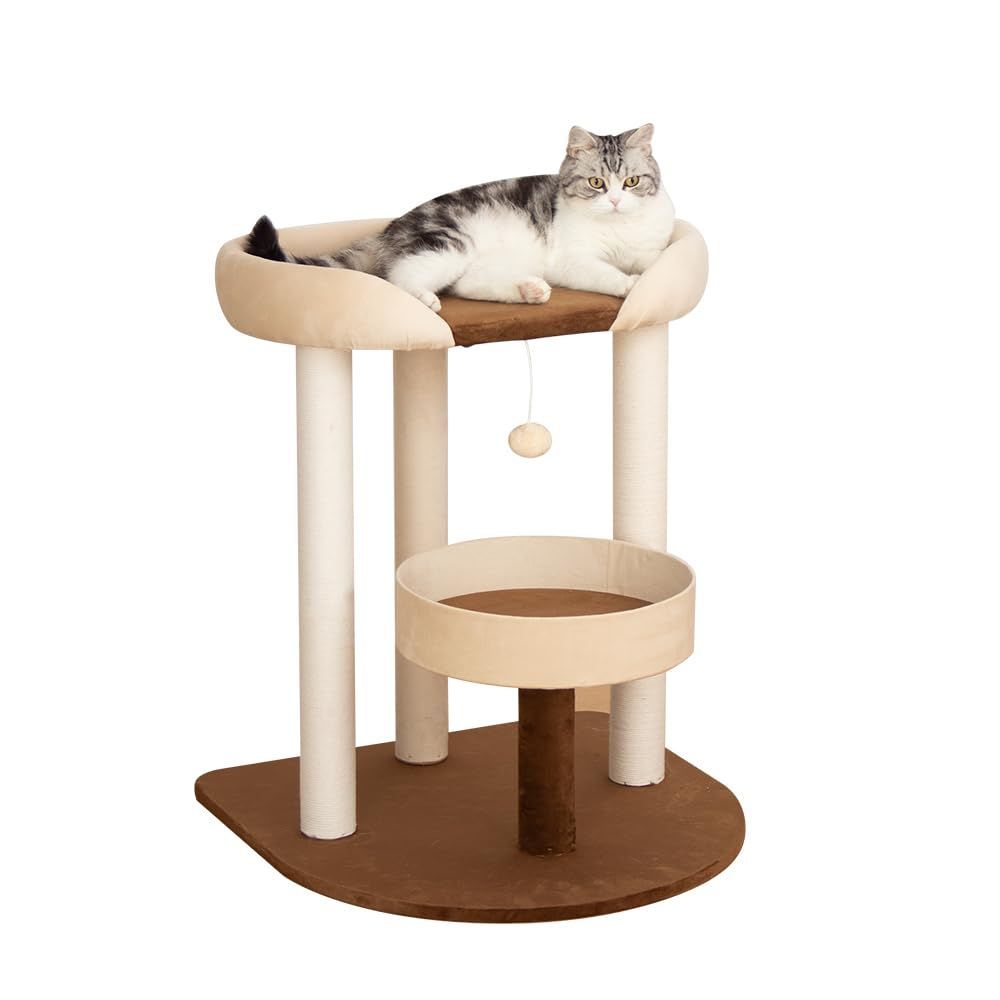 LULUCAT キャットタワー クッション入りベッド☆巨大土台 据え置き 