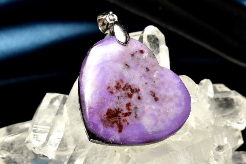 １点物 シルバー925 高発色 スギライト 杉石 22x25mm ハート ペンダントトップ パワーストーン 天然石 _PC6292