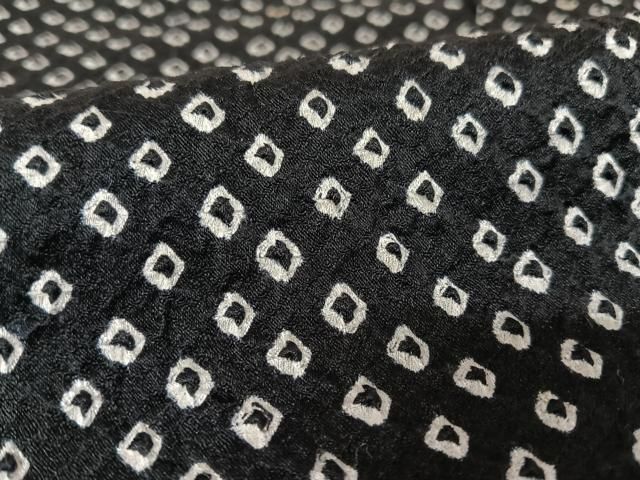 平和屋着物○染色作家 斉藤三才 小紋 総絞り 黒地 正絹 逸品