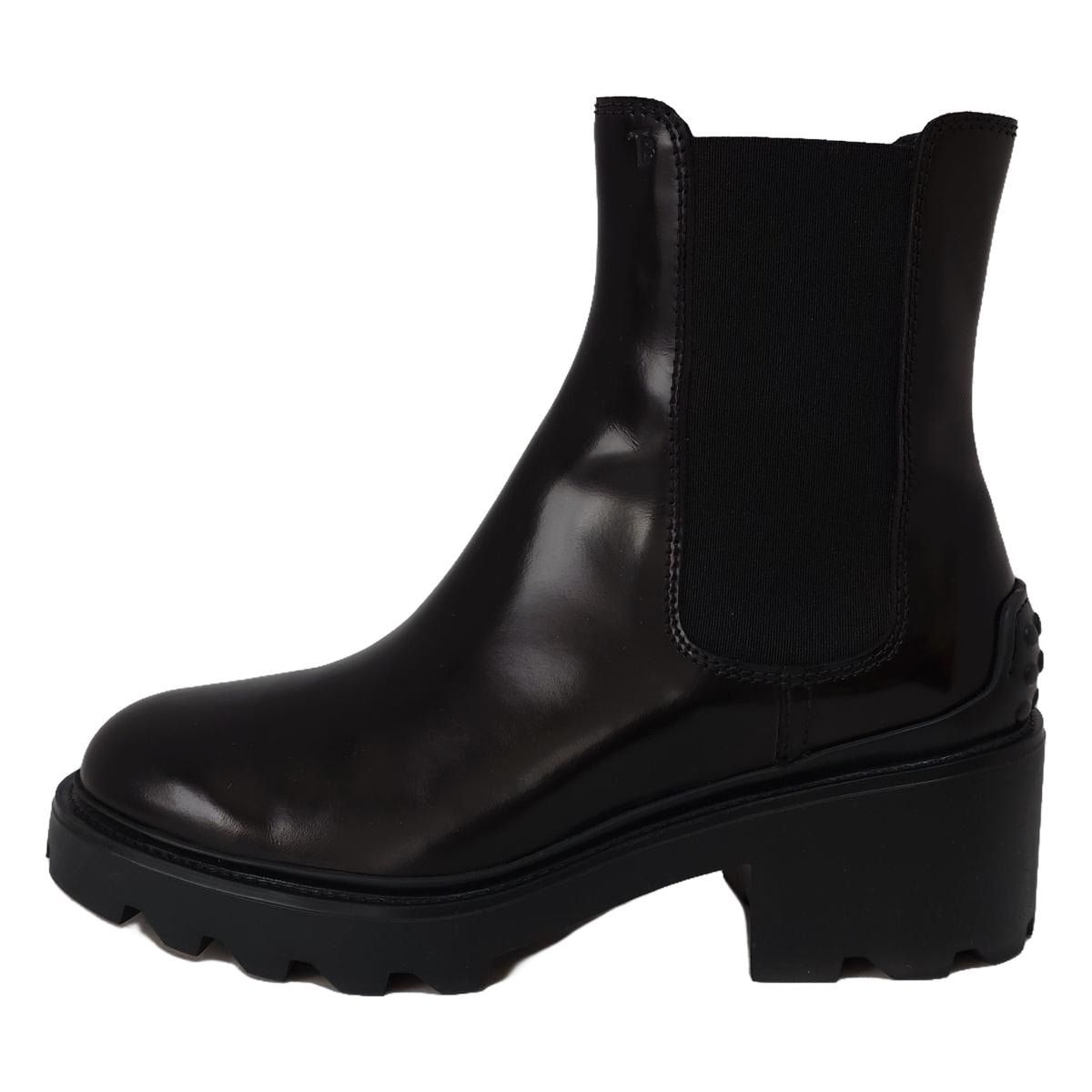 TOD S トッズ ショートブーツ 38 レディース レザーアンクルブーツ XXW08D0EA10AKTB999 黒 チェルシーブーツ|サイドゴア レザー
