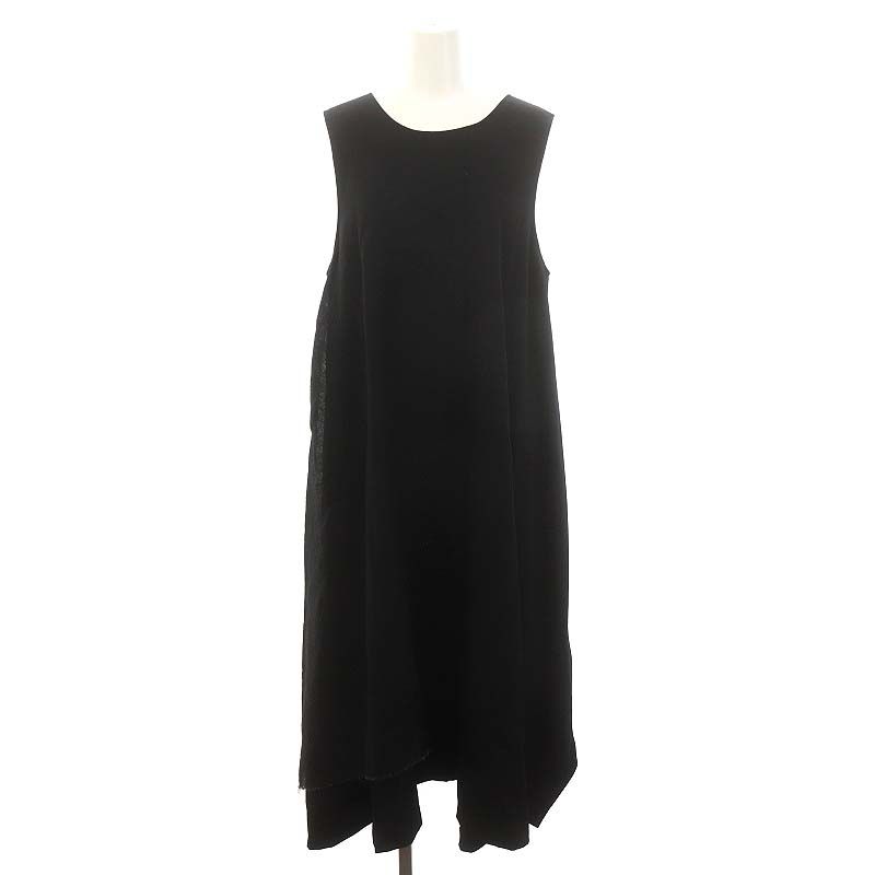 ワイズ Y's ヨウジヤマモト WOOL GABARDINE GATHERED DRESS WITH STRAPS ワンピース ロング マキシ丈  ノースリーブ ウール 2 黒 ブラック /MI ■OS ■SH