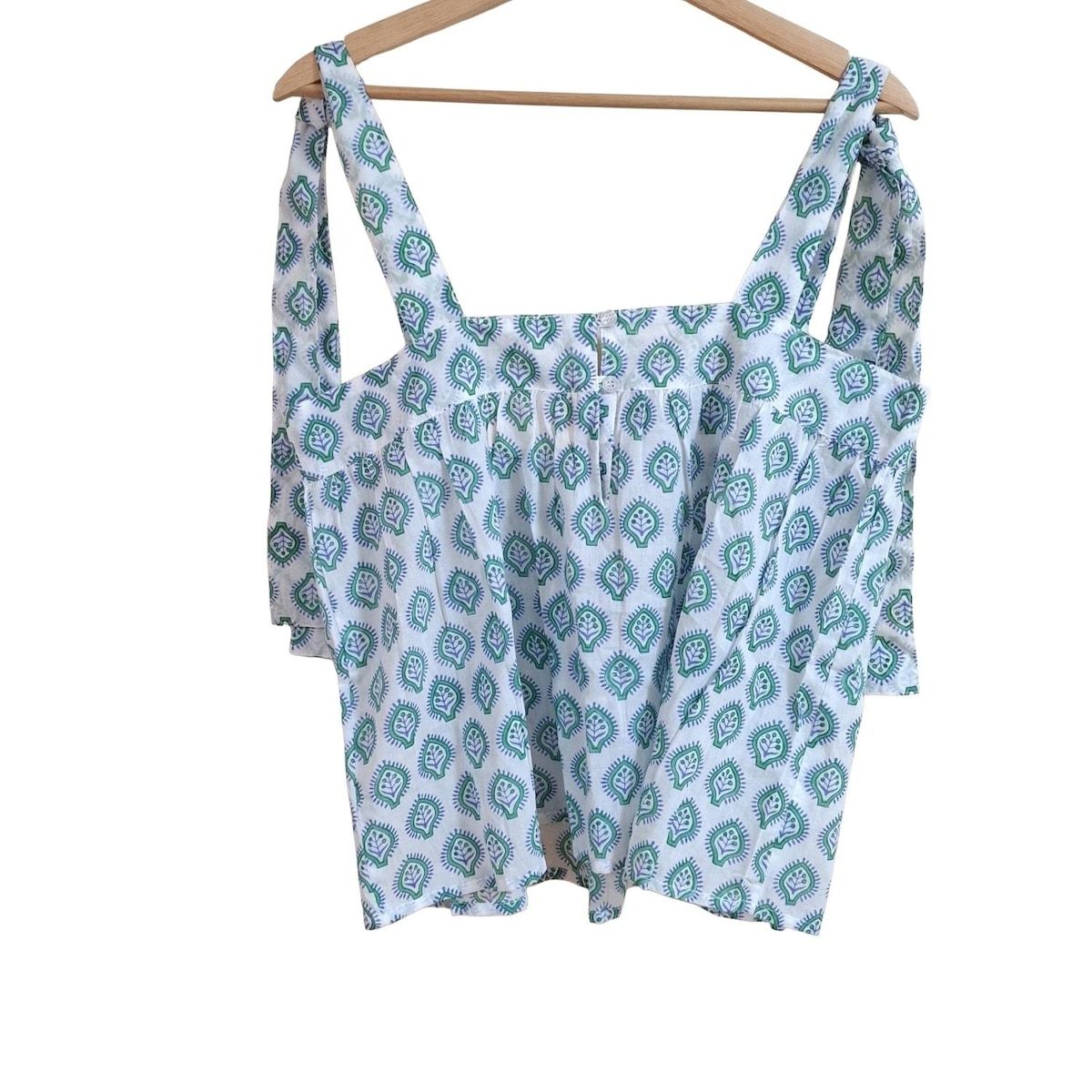 SZ Blockprints エスゼットブロックプリント ノースリーブカットソー サイズS レディース - 白×グリーン×ブルー