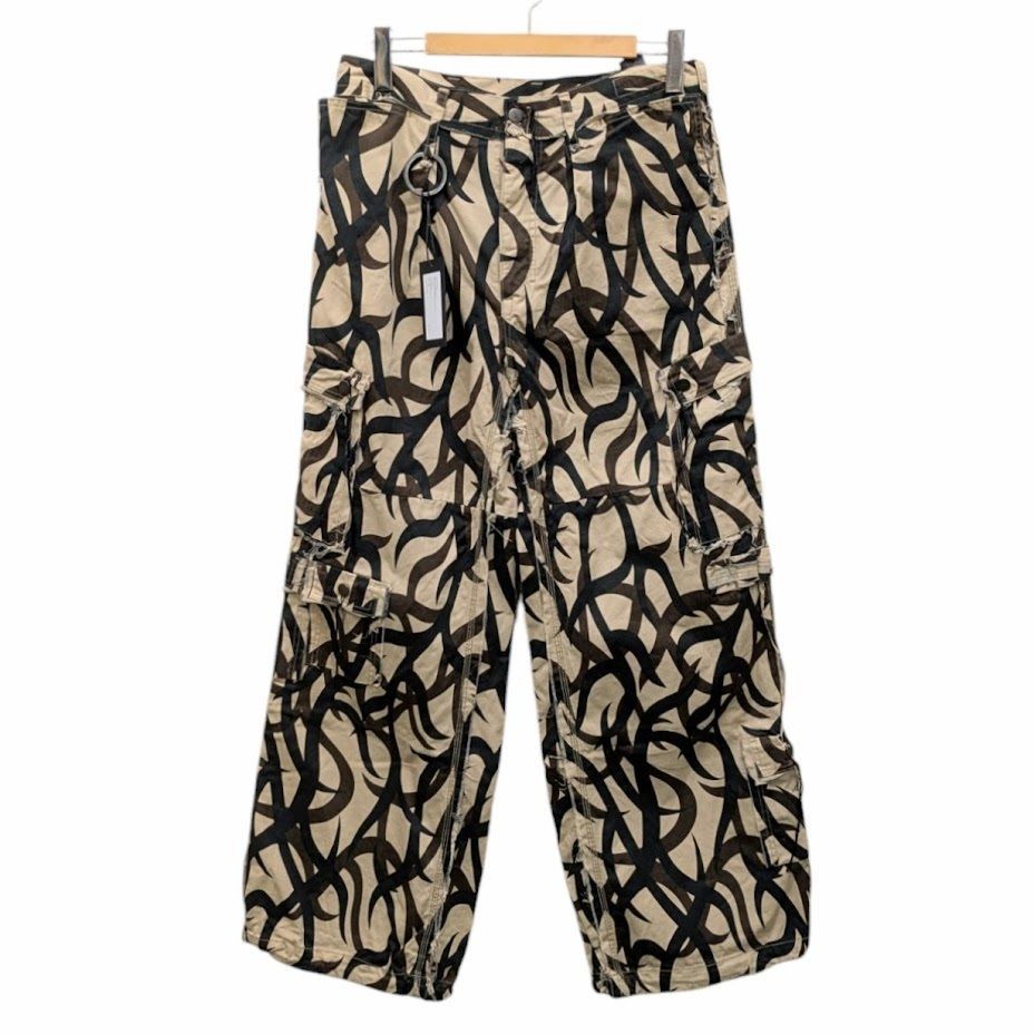 未使用品 MINUS Tribal Camouflage Slash Seam Twist マイナス カモフラ カーゴパンツ M-24F-PT004 ベージュ系 サイズ 3