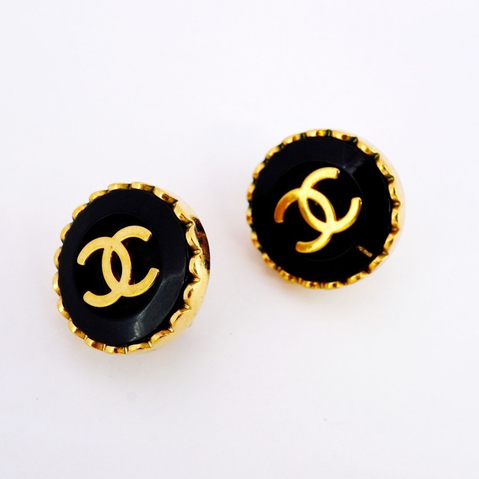 シャネル Chanel シャネル イヤリング ココマーク サークル GPメッキ ゴールド ブラックレディース