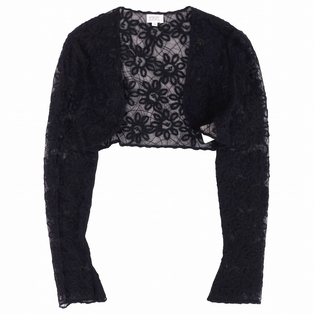 フォクシー FOXEY BOUTIQUE レース メッシュ チュール ボレロ カーディガン スーパーキッドモヘヤ サイズ38 S 黒 レディース 【中古】 フォクシー FOXEY BOUTIQUE レース メッシュ チュール ボレロ