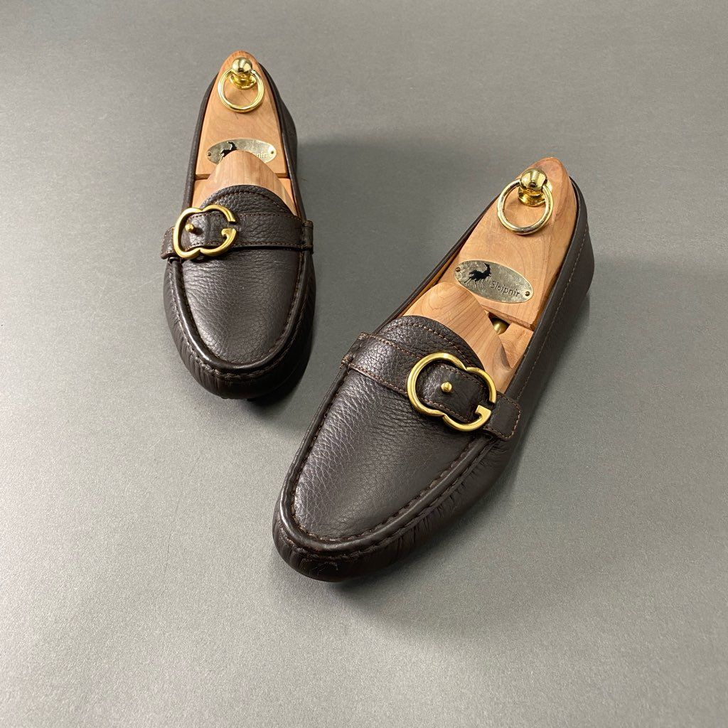 1d12 GUCCI グッチ GGベルト ローファー ドライビングシューズ 37 1/2 