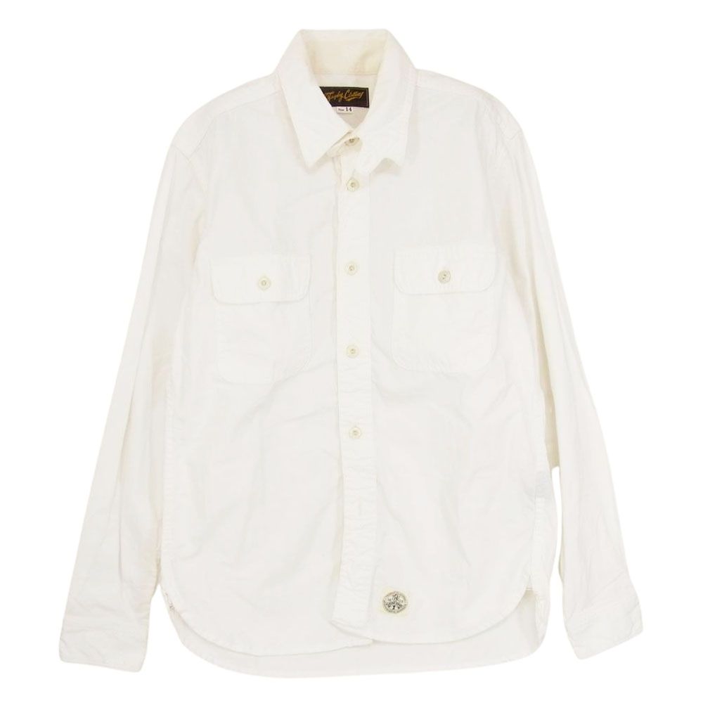 トロフィー クロージング TROPHY CLOTHING DELUXE SHIRTS ホワイト シャンブレー ワーク シャツ 長袖 変形チンストラップ ホワイト系 14【中古】