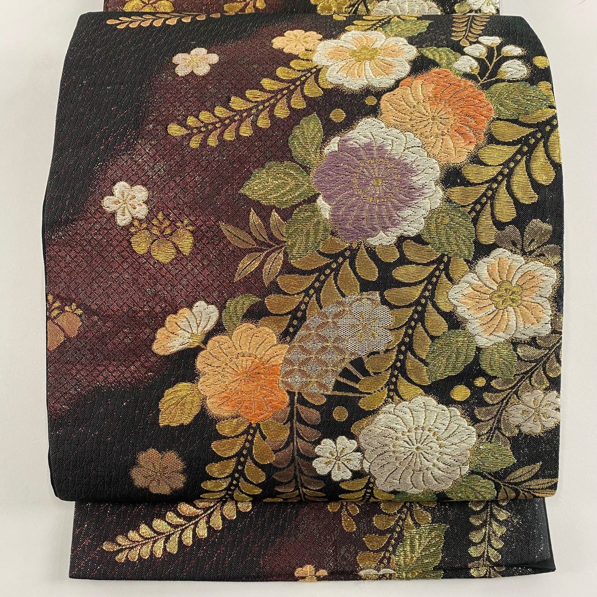 袋帯 秀品 草花 金銀糸 箔 黒 六通 正絹 【中古】 - メルカリ
