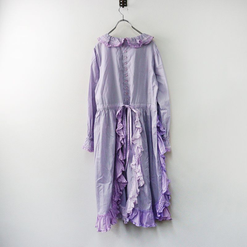 ♥ 2025SS ピンクハウス PINK HOUSE スイートピー花びらフリルワンピース パープル ローン ピコフリル ドレス 2400014608328