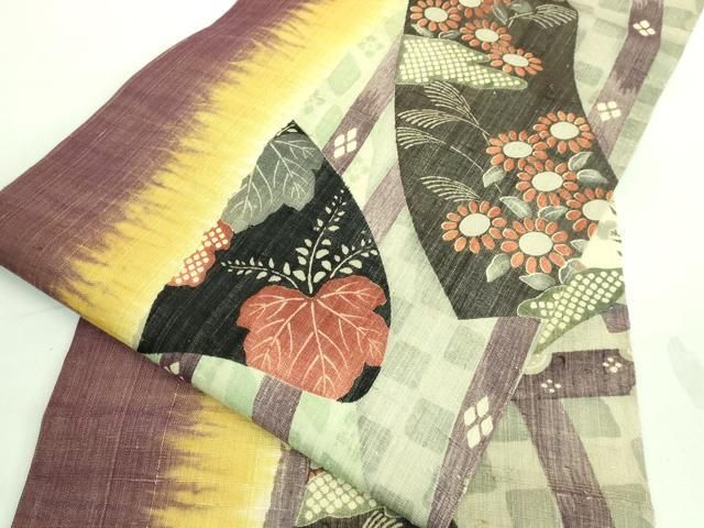 平和屋着物□極上 九寸名古屋帯 草花文 薄い錆青磁色地 逸品 DZAA7184kh5