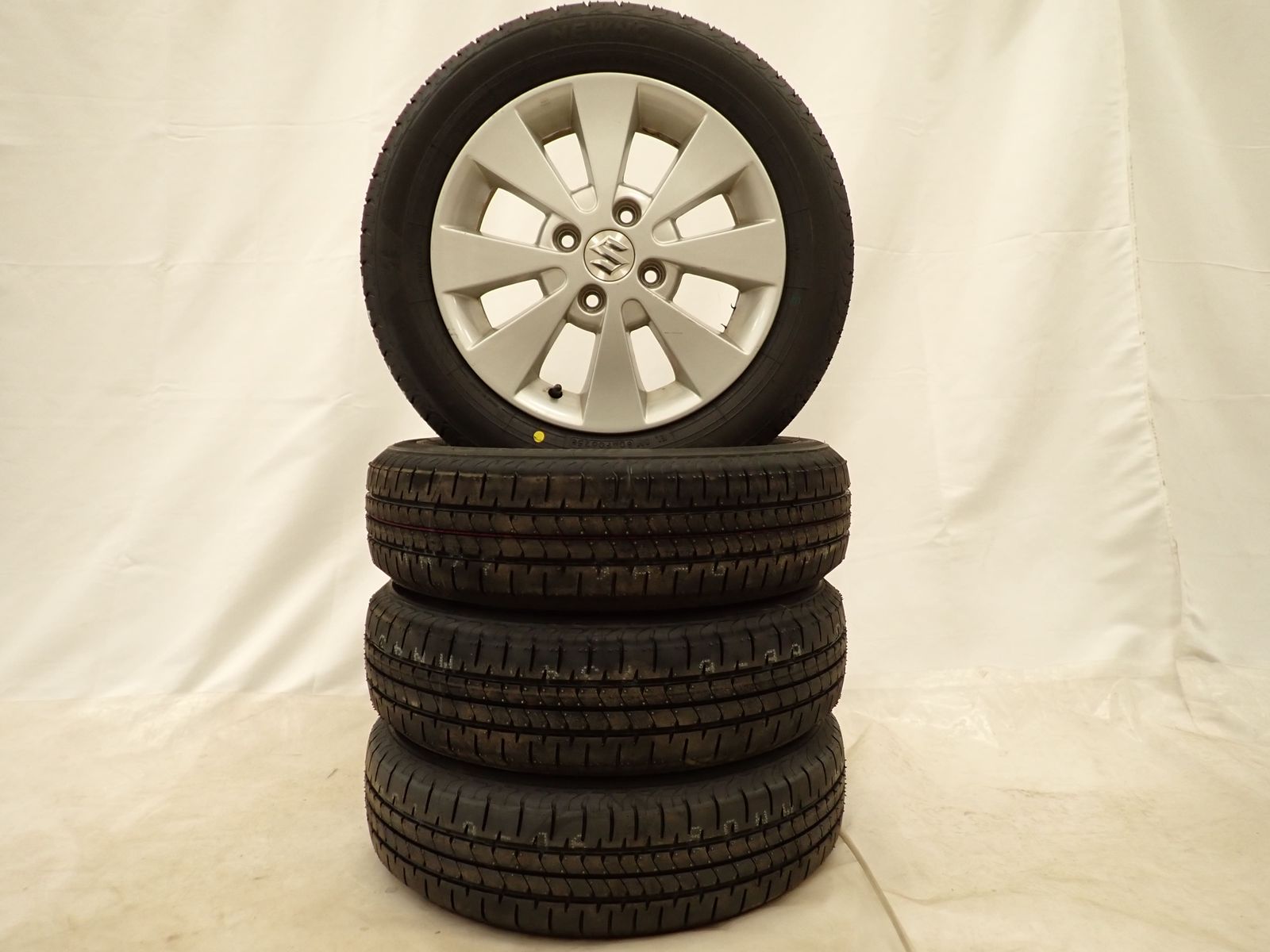 夏4本価格 製 会社宛 155|65R14×4.5J 75H ブリヂストン ECOPIA NEWNO スズキ純正アルミ ワゴンR スペーシア NO D5935