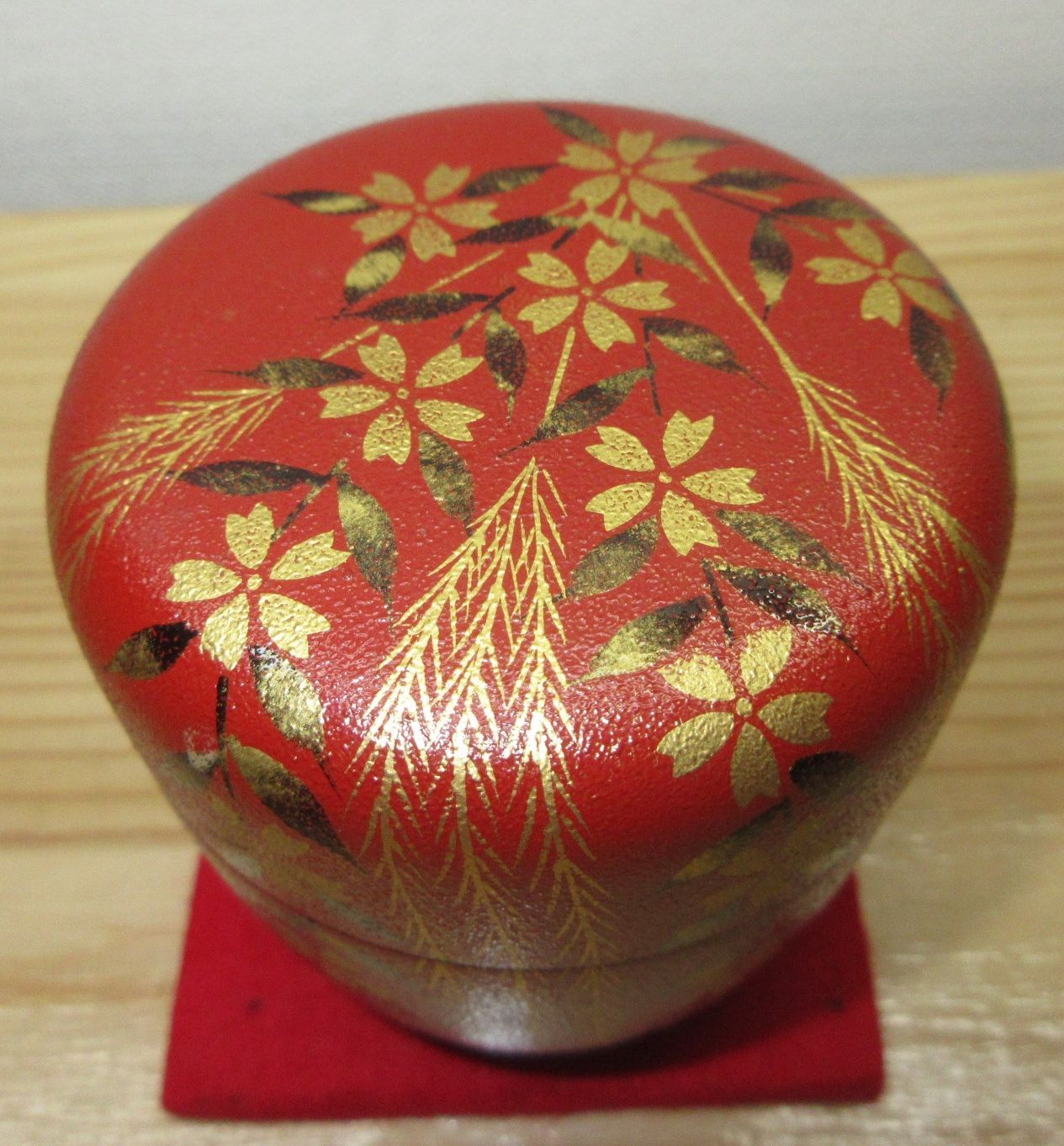 逢絢亭 茶道具 中棗 山中塗 叩塗 しだれ桜蒔絵 木製 中村湖彩 共箱入り