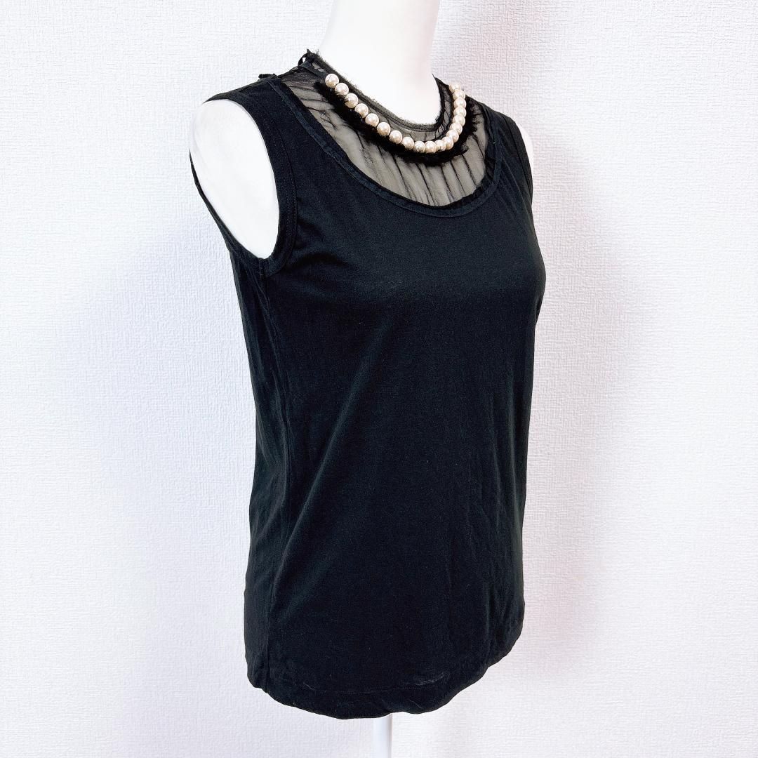 トリココムデギャルソン ノースリーブブラウス パール バックリボン