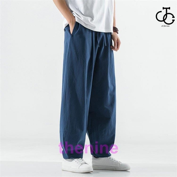 ワイドパンツ 麻パンツ