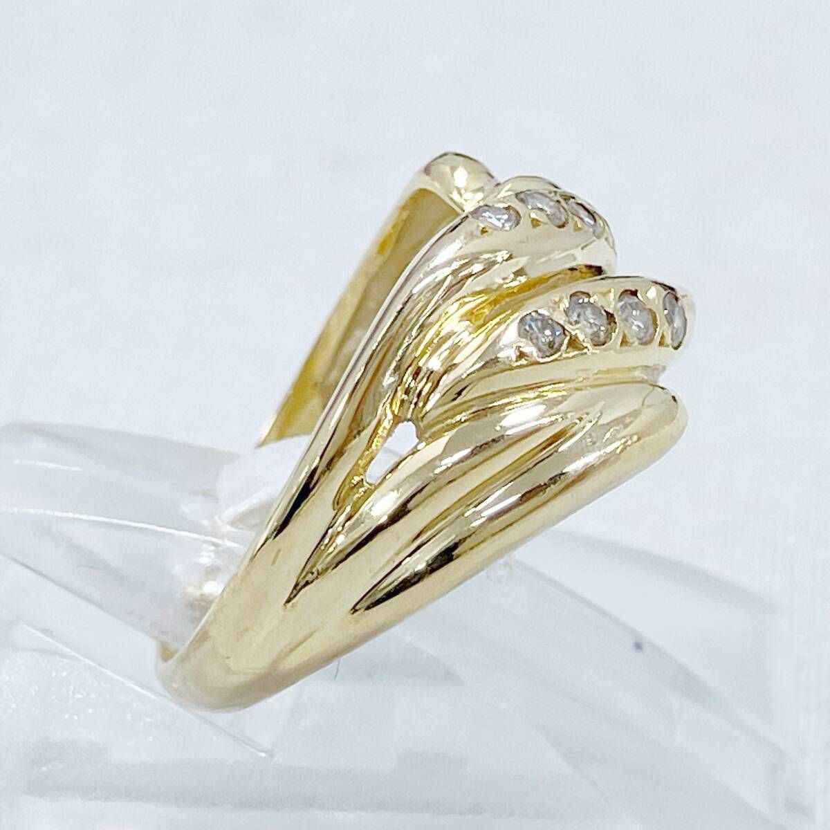 K18　天然ダイヤモンドリング　指輪　レディース　ゴールド　10号　0.05 K18 #10 約10号 総重量約3.6g 天然ダイヤモンド 0.12ct リング 指輪