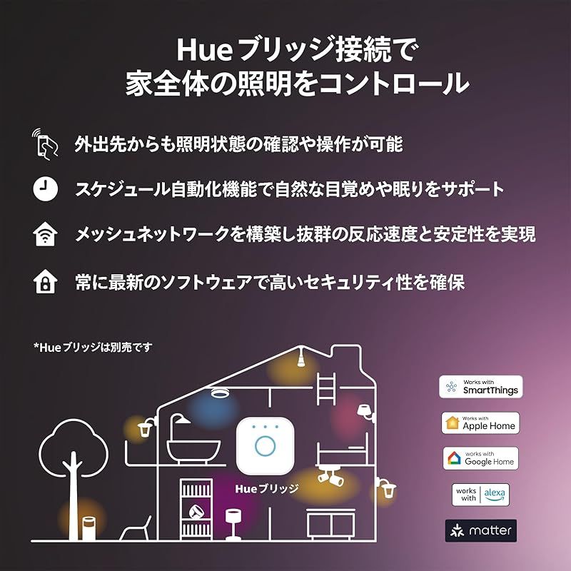 フィリップスヒュー Philips Hue スマート電球 E26 75W相当 ホワイトグラデーション 2個 - スマート照明 Alexa対応 1100lm 電球色 昼白色 調光 調色 スマートホーム 間接照明 LED スマートライト 音声操作 アプリ操作 M HRDEVELOPMENT_JP