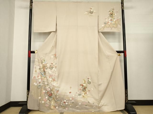 平和屋着物●訪問着　短冊花車文　金彩　三越扱い　正絹　逸品　AABA4879ck 平和屋着物○訪問着 短冊花車文 金彩 三越扱い 正絹 逸品 AABA4879ck