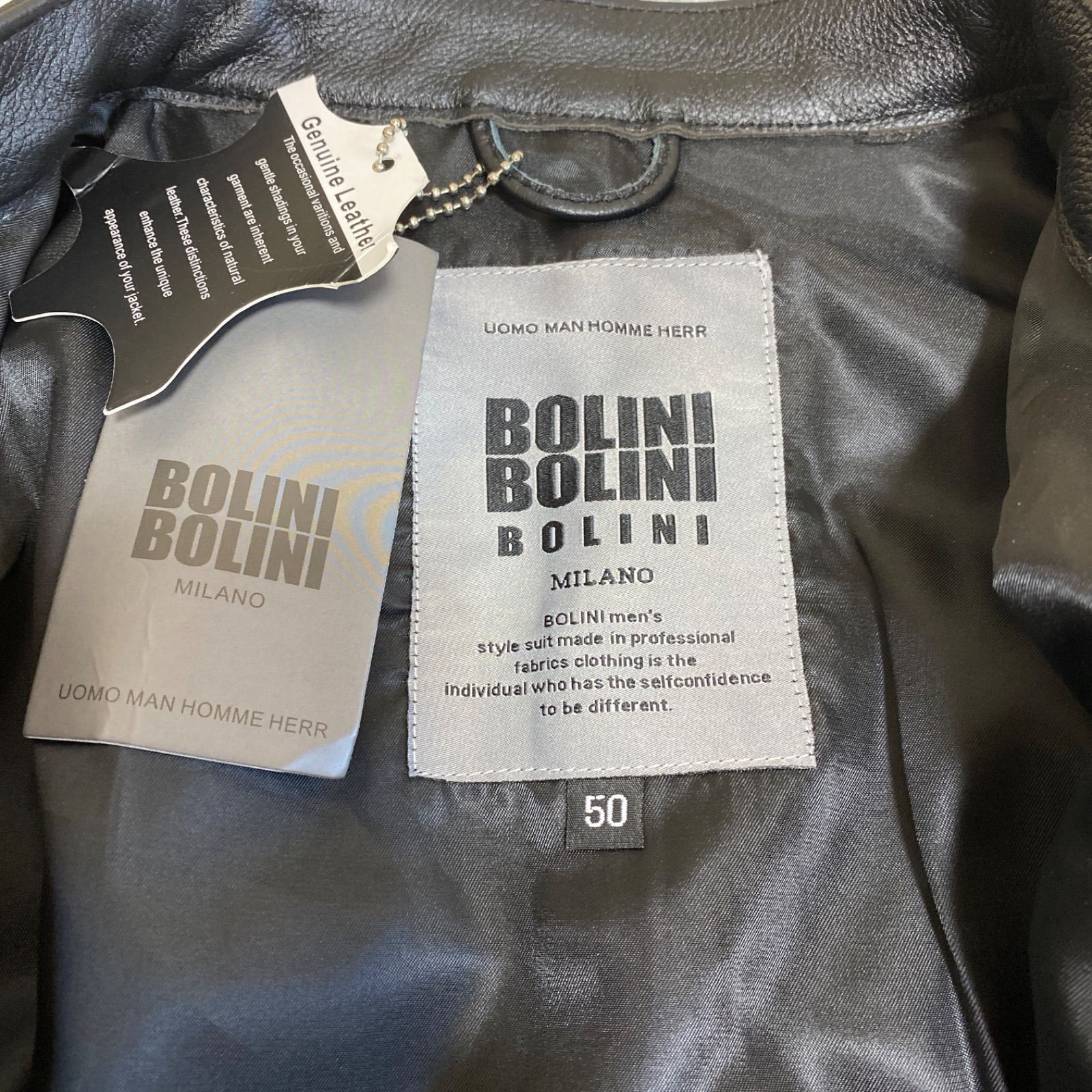 【新品未使用】BOLINI イタリアミラノ　カウハイド　牛革　ベッカム愛用　レザージャケット　革ジャン