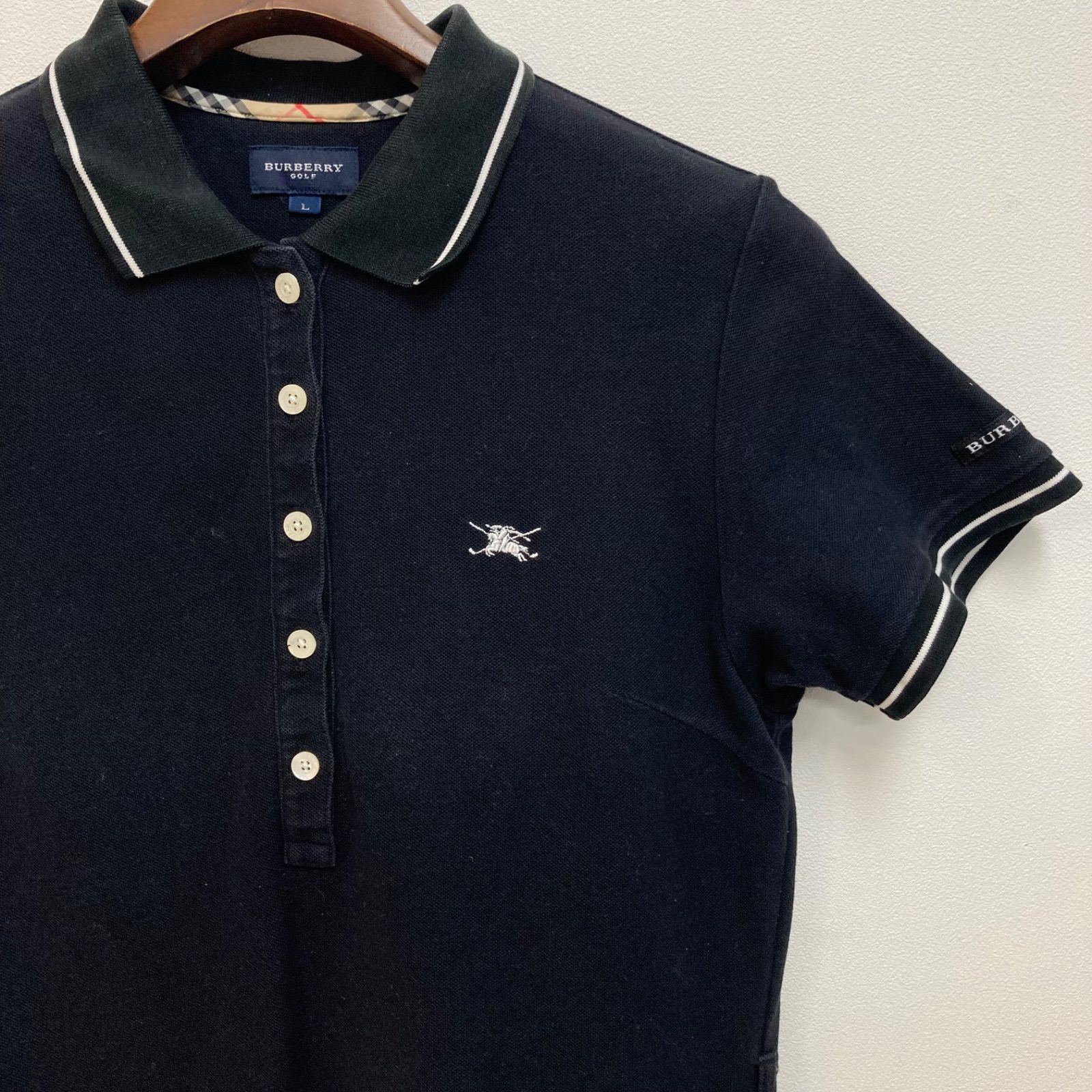 バーバリー ゴルフ BURBERRY GOLF ポロワンピース 鹿の子 黒 L