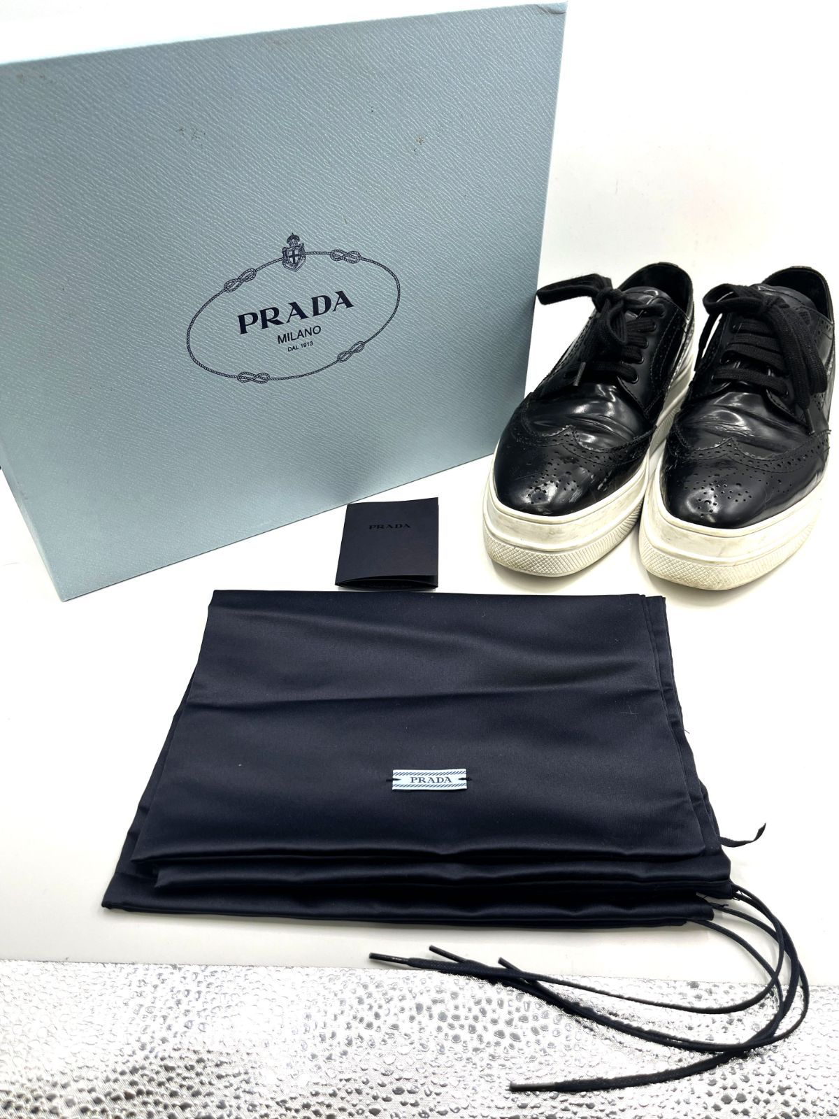 PRADA プラダ オックスフォード レースアップシューズ ウイングチップ