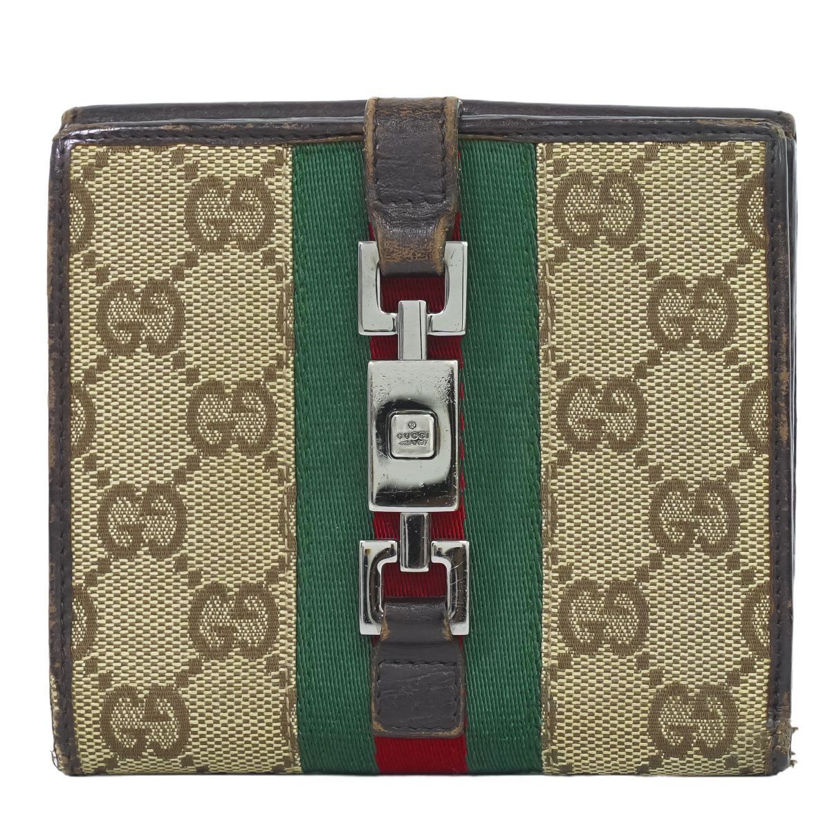 グッチ GUCCI ジャッキー シェリーライン GGキャンバス レザー Wホック