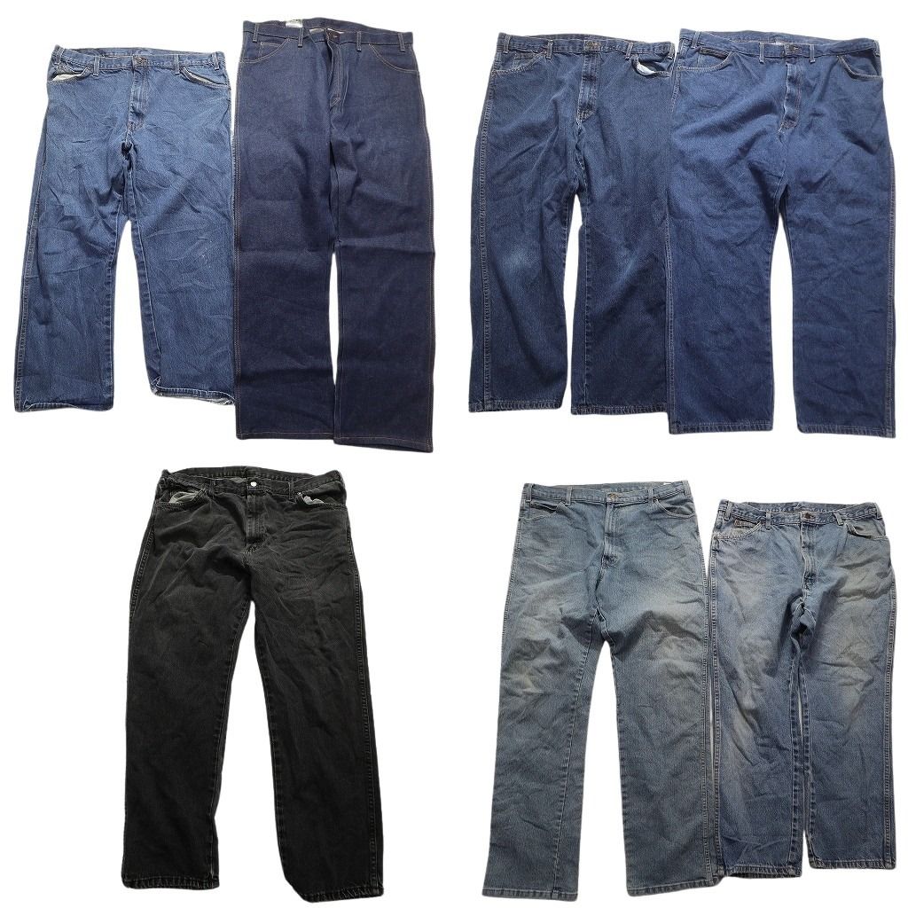 古着卸 ディッキーズ Dickies パンツ 7枚セット メンズ 38 |40 |48 ブラック デットストック インディゴ 古着 NA6517