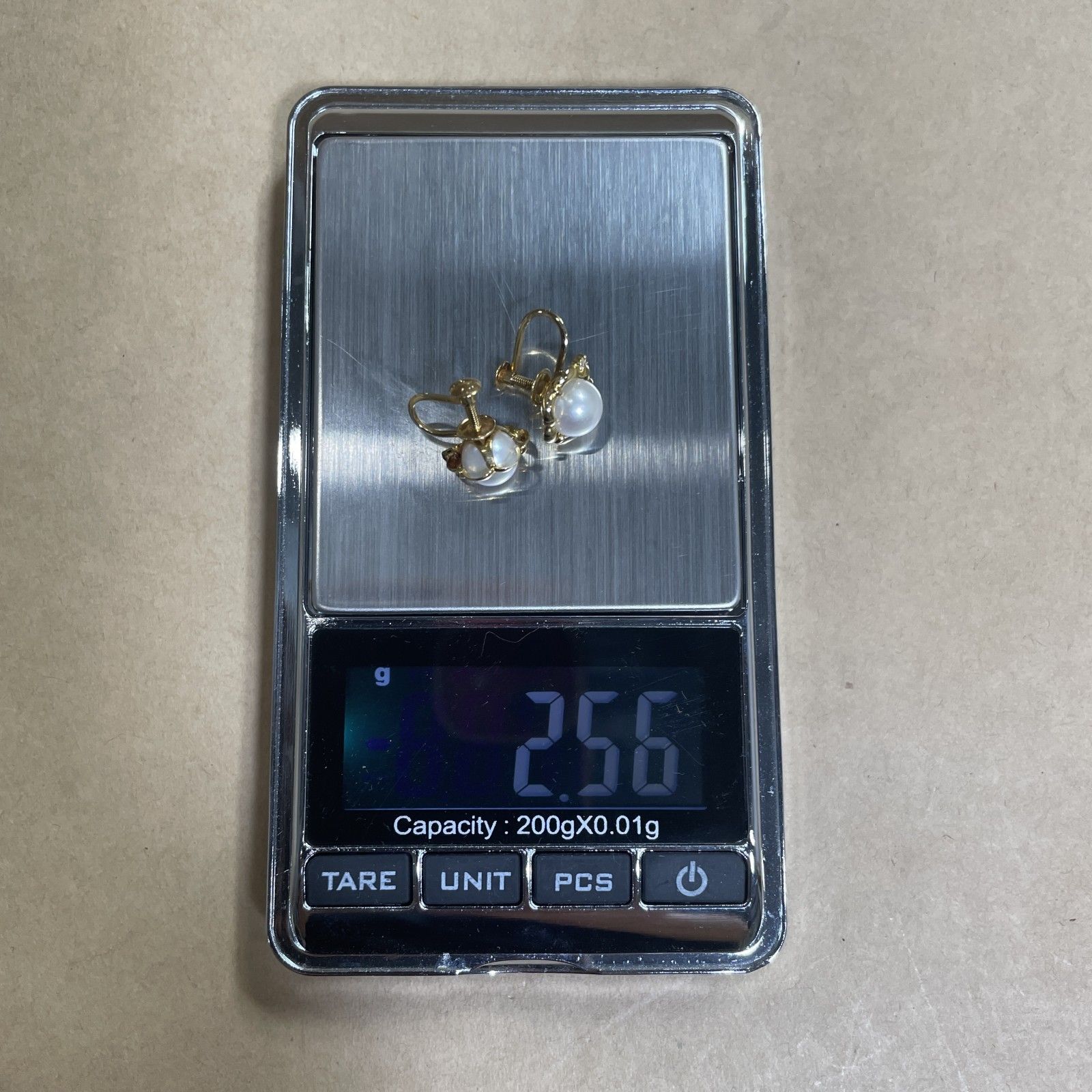 ☆ K18刻印 18金 カルチャードパール イヤリング ケース付