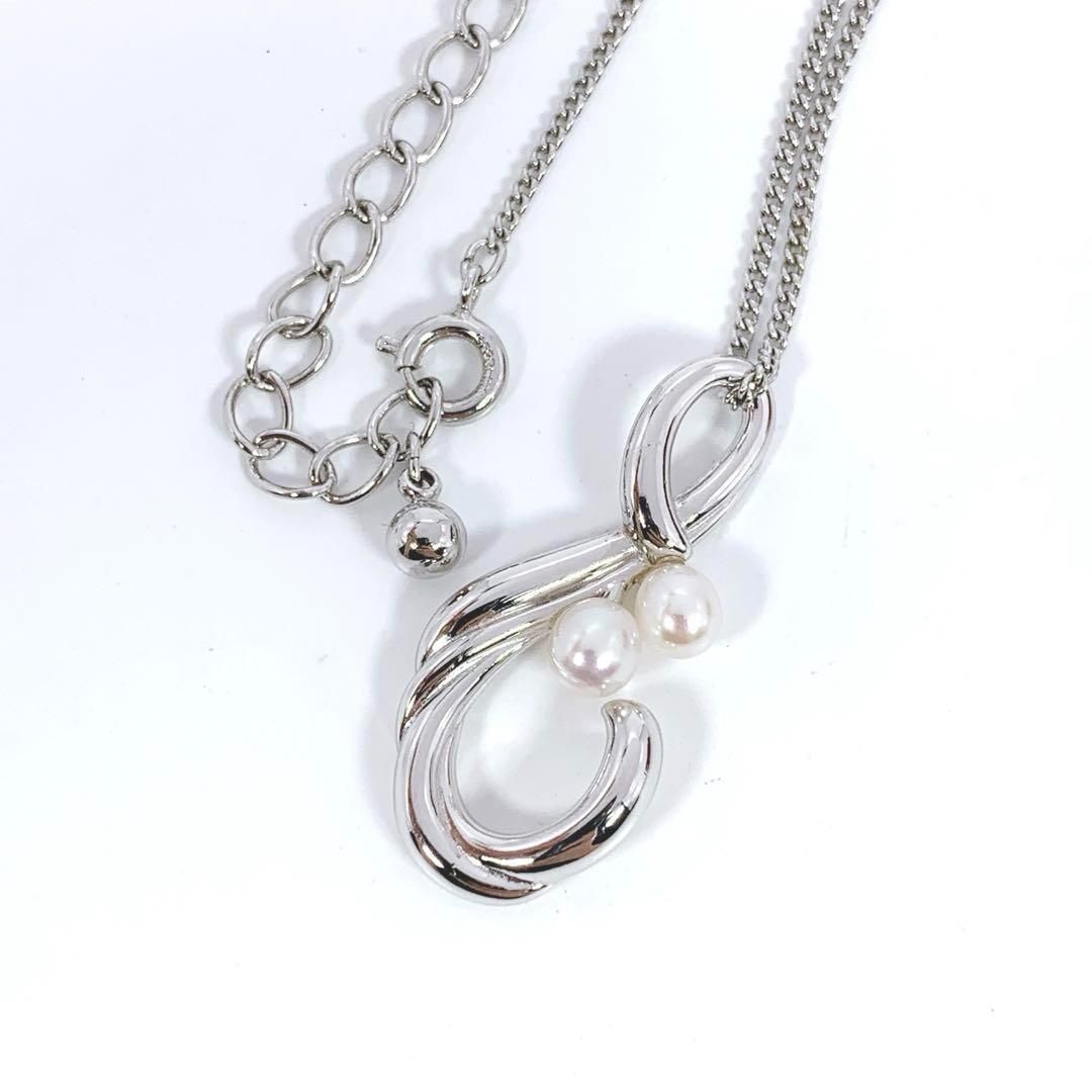 TASAKI タサキ 2粒 パール ネックレス 本真珠 シルバー 4.5mm - メルカリ