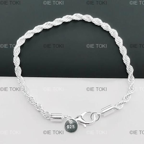 メーカー直売所 男性と女性のためのツイストロープブレスレット 925スターリング ビーズ・レジン・アクセサリ