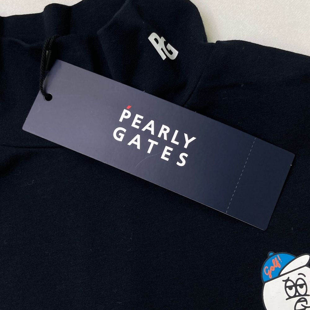 サイズ：0 PEARLY GATES パーリーゲイツ 2024年モデル ハイネック 長袖Tシャツ  ブラック系 [240101499687] ゴルフウェア レディース ストスト PEARLY GATES パーリーゲイツ ハイネック 長袖 インナー Tシャツ