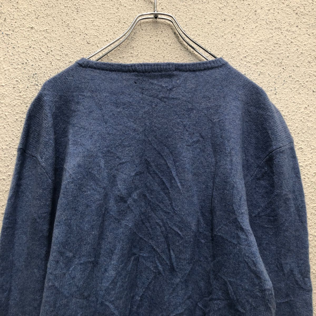 POLO RALPH LAUREN コットン ニット セーター ポロラルフローレン XL ブルー ビッグサイズ Vネック 古着卸 アメリカ仕入 a605-8324