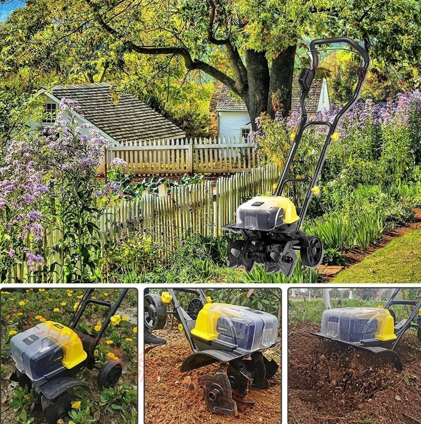 ポータブルコードレス耕うん機およびカルチベーター 充電式バッテリーと調整