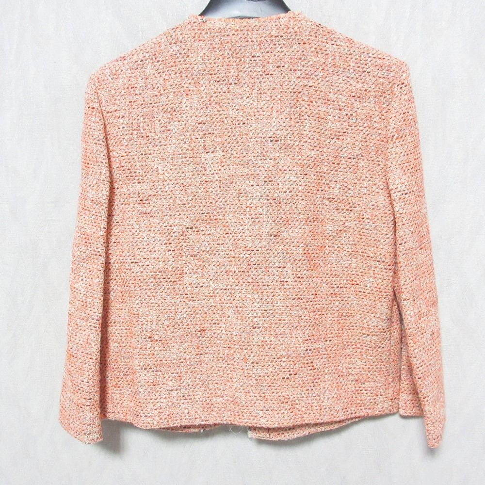 未使用品！オレンジピンク シンプルジャケット 美品 PINKO ビジュー装飾 ノーカラー ツイードジャケット
